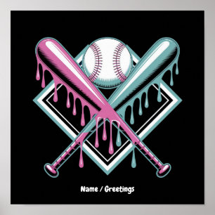 Baseball-Drip für Jungen Eiscreme-Schläger – Coole Poster