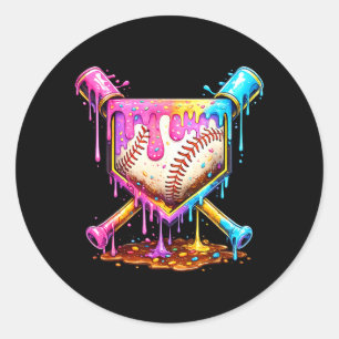 Baseball-Drip für Jungen Ice Cream Drip Jugend Jun Runder Aufkleber