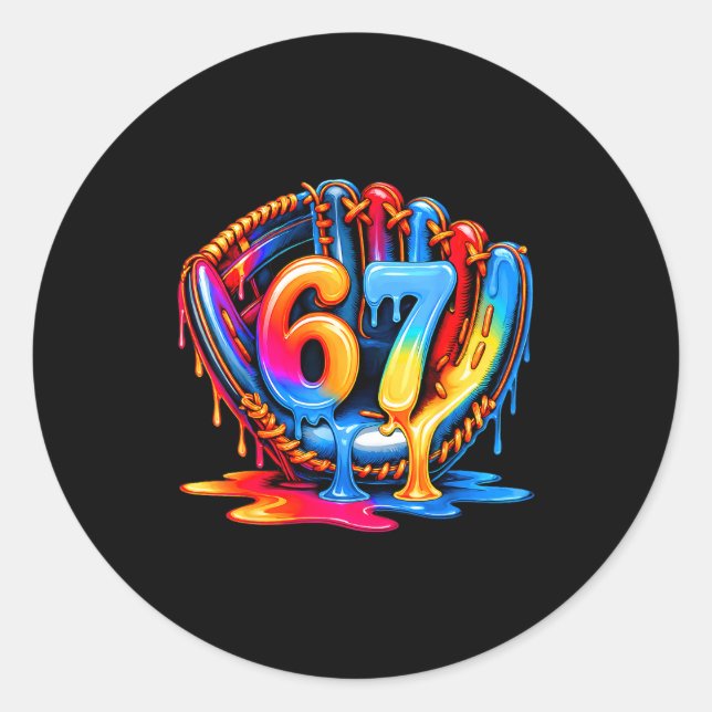 Baseball Drip Ice Cream 67 Baseball Lifestyle 101  Runder Aufkleber (Vorderseite)