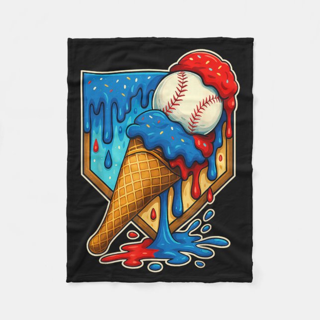 Baseball Drip Ice Cream 6 7 Number 67 Six Seven Me Fleecedecke (Vorderseite)