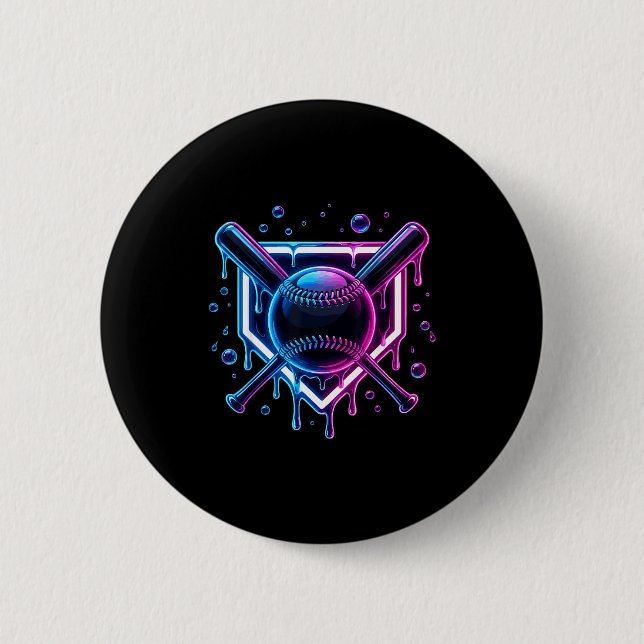 Baseball Drip Ice Cream Bat Kids  Button (Vorderseite)