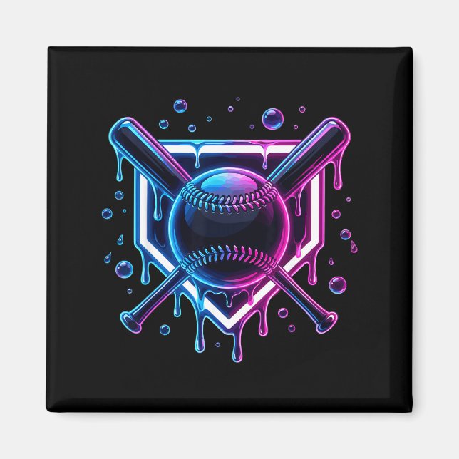 Baseball Drip Ice Cream Bat Kids  Magnet (Vorne)