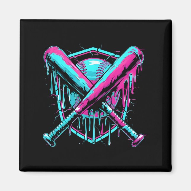 Baseball Drip Ice-cream Dripng Baseball Bat Var Wa Magnet (Vorne)