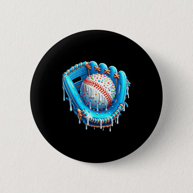 Baseball Drip Ice Cream Glove With Sprinkles Ball  Button (Vorderseite)