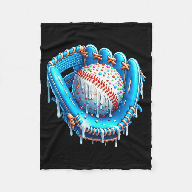 Baseball Drip Ice Cream Glove With Sprinkles Ball  Fleecedecke (Vorderseite)
