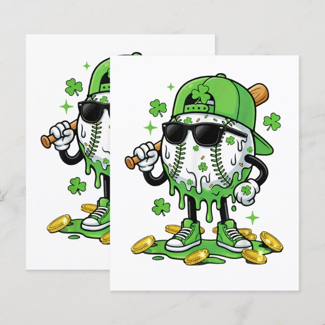 Baseball Drip Ice Cream St Patricks Day (Vorne/Hinten)
