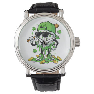 Baseball Drip Ice Cream St Patricks Day Armbanduhr