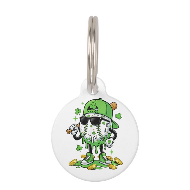 Baseball Drip Ice Cream St Patricks Day Haustiermarke (Vorderseite)
