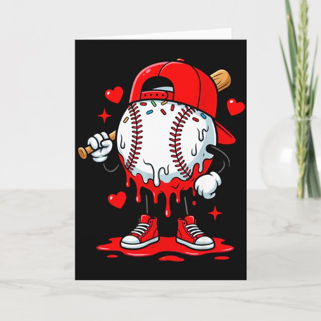 Baseball Drip Icecream Apparel Youth Boy Valentine Karte (Vorderseite)