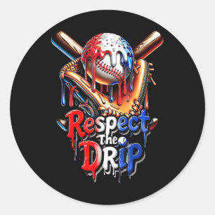 Baseball Drip Jungen Home Plate Respektiere den Dr Runder Aufkleber