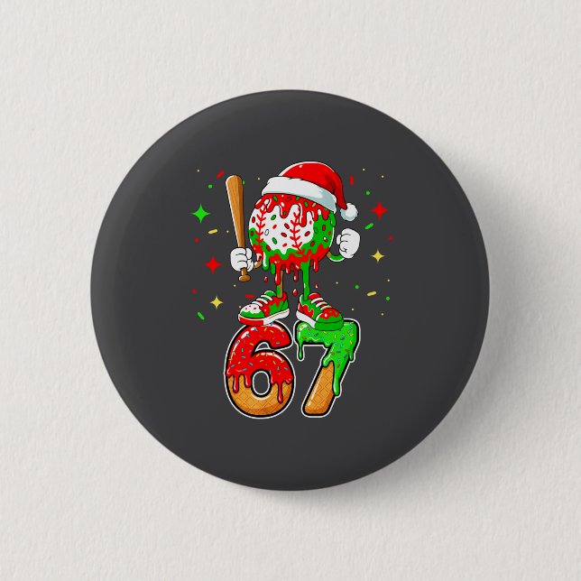 Baseball Drip Number 67 Meme Ice Cream Dripng Chri Button (Vorderseite)