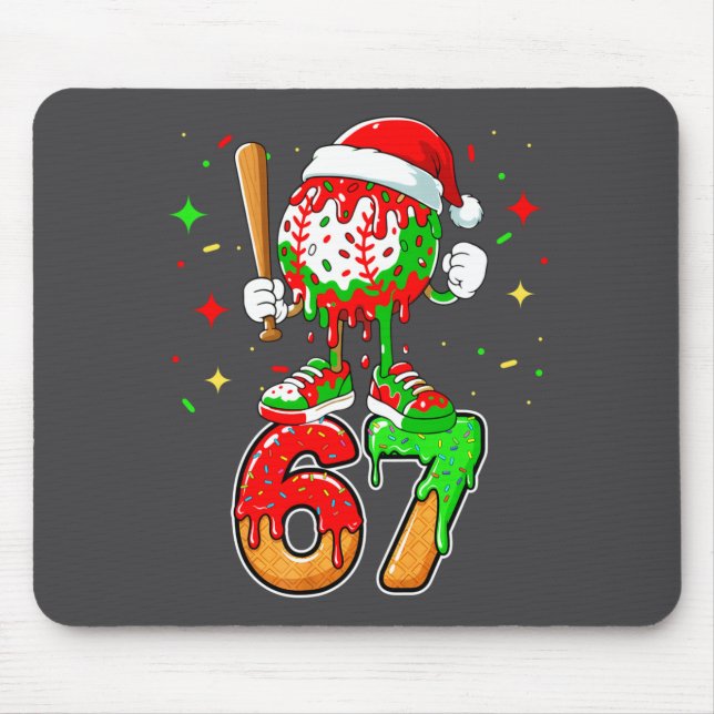 Baseball Drip Number 67 Meme Ice Cream Dripng Chri Mousepad (Vorne)