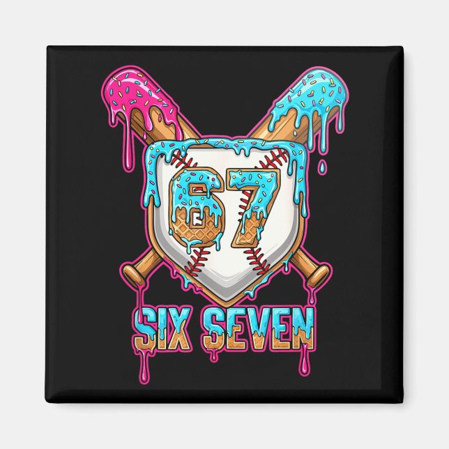 Baseball Drip Number 67 Player 6-7 Six Seven Meme  Magnet (Vorne)