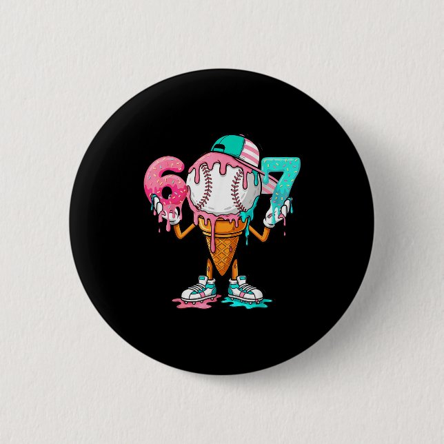 Baseball Drip Number 67 Player Or 67th Birthday  Button (Vorderseite)