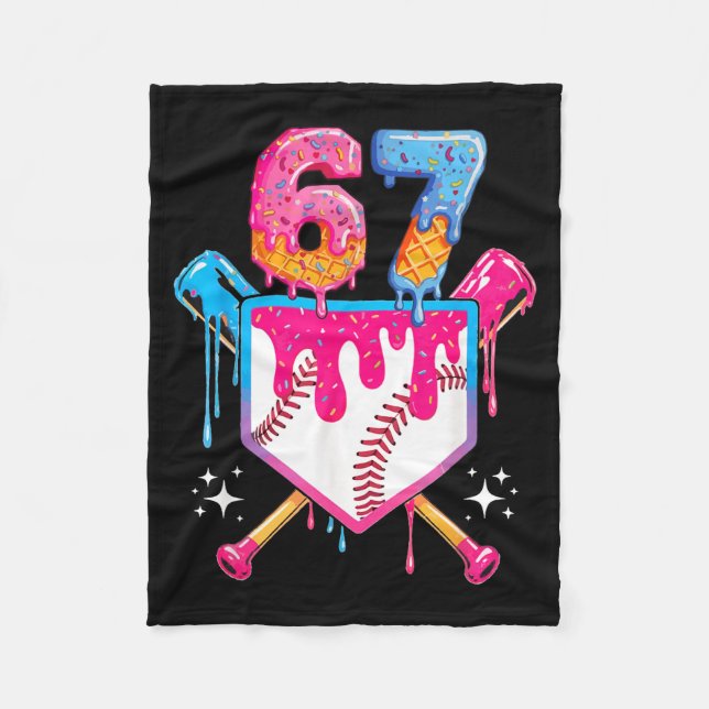 Baseball Drip Number 67 Player Or 67th Birthday  Fleecedecke (Vorderseite)