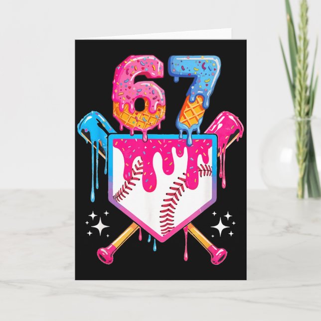 Baseball Drip Number 67 Player Or 67th Birthday  Karte (Vorderseite)