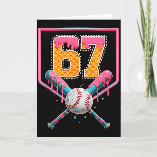 Baseball-Drip Nummer 67 Lustig Sechs Sieben 6 7 Me Karte (Vorderseite)