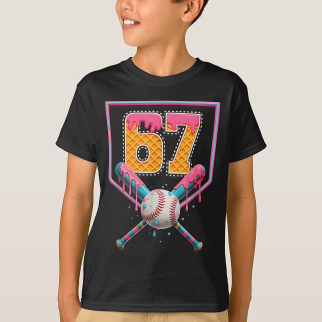 Baseball-Drip Nummer 67 Lustig Sechs Sieben 6 7 Me T-Shirt (Vorderseite)