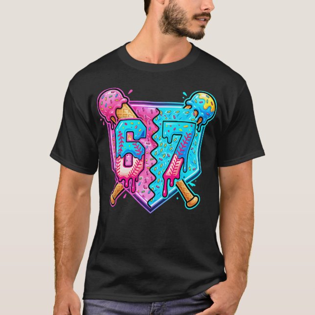 Baseball Drip Nummer 67 Spieler Eis Drip 67Th T-Shirt (Vorderseite)
