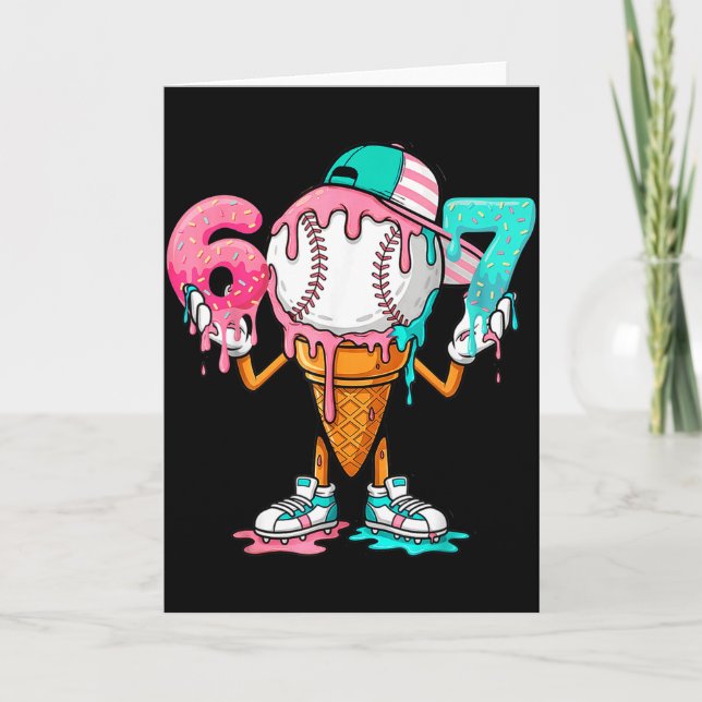 Baseball Drip Nummer 67 Spieler Oder 67. Geburtsta Karte (Vorderseite)