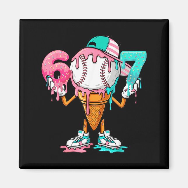Baseball-Drip Nummer 67 Spieler Oder 67. Geburtsta Magnet (Vorne)