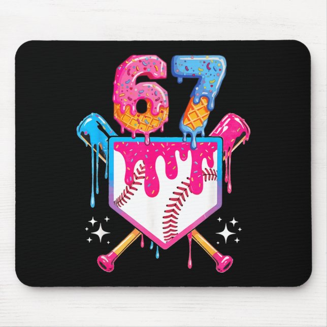 Baseball Drip Nummer 67 Spieler Oder 67. Geburtsta Mousepad (Vorne)