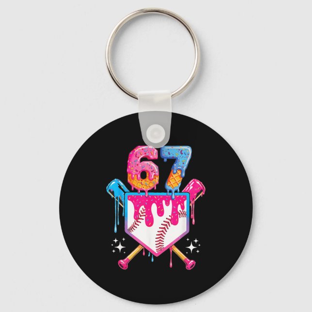 Baseball-Drip Nummer 67 Spieler oder 67. Geburtsta Schlüsselanhänger (Vorderseite)