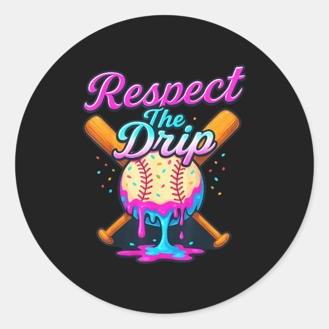 Baseball Drip Team For Boys Ice Cream Cool  Runder Aufkleber (Vorderseite)