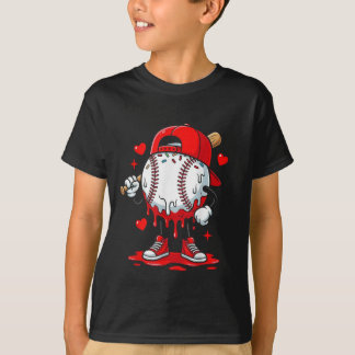 Baseball Drip Valentines Shirt Design, Cool Sports