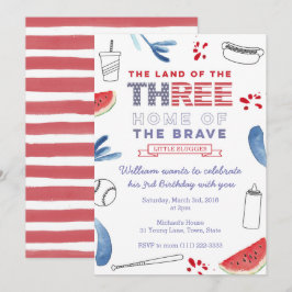 Baseball Dritte Geburtstagseinladung, Hotdog und F Einladung