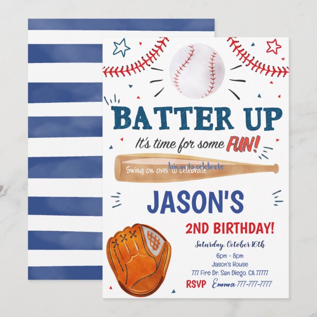 Baseball-Einladung Einladung (Vorne/Hinten)