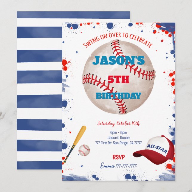 Baseball-Einladungen Einladung (Vorne/Hinten)