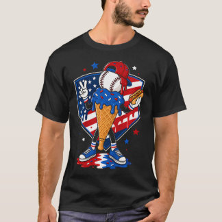 Baseball-Eis-Drip-Boys-Jugend-Amerikanische Flagge T-Shirt