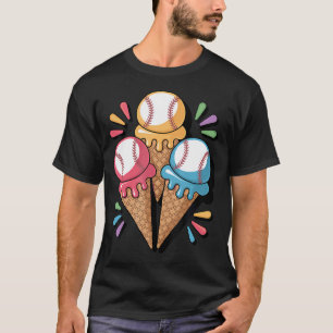 Baseball-Eiscreme-Kegel Dreifach-Kugel tropfender T-Shirt