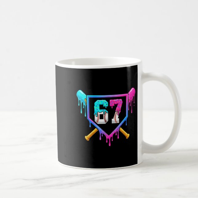 Baseball-Eiscreme-Tropf 67 Six Seven Meme Nummer 6 Kaffeetasse (Rechts)