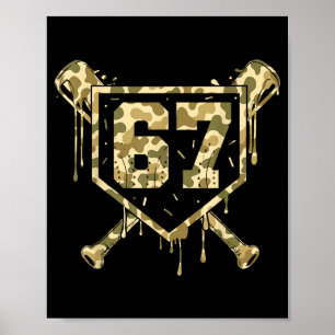 Baseball-Eiscreme-Tropf-Camo-Nummer 67-Spieler 67. Poster