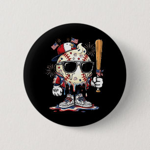 Baseball-Eiscreme-Tropf Funny Sports Jungen Kinder Button