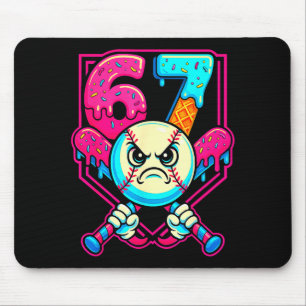Baseball-Eiscreme-Tropf Nummer 67 Sechs Sieben Mem Mousepad