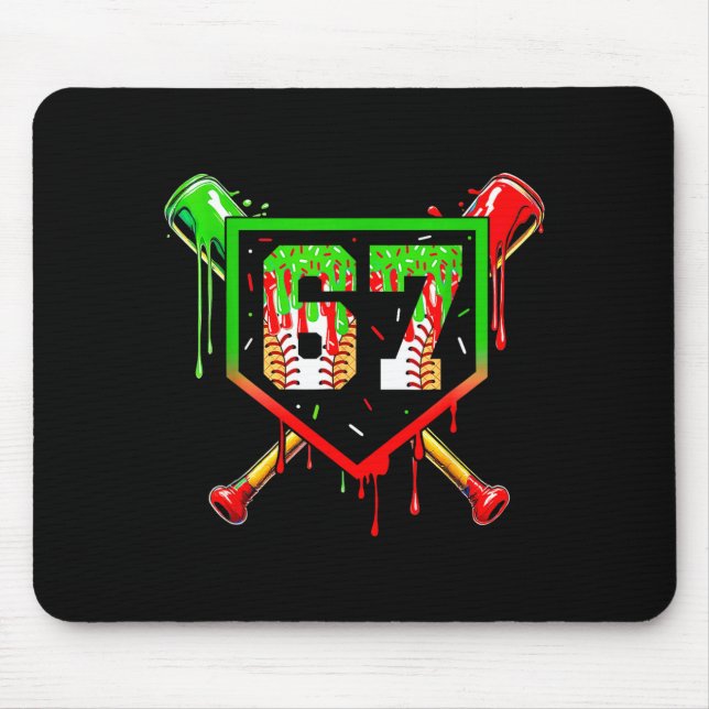 Baseball-Eiscreme-Tropfen Nummer 67 Spieler 6 7 Ch Mousepad (Vorne)