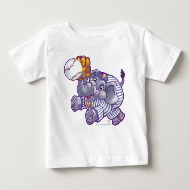 Baseball Elephant Säugling T Shirt (Vorderseite)