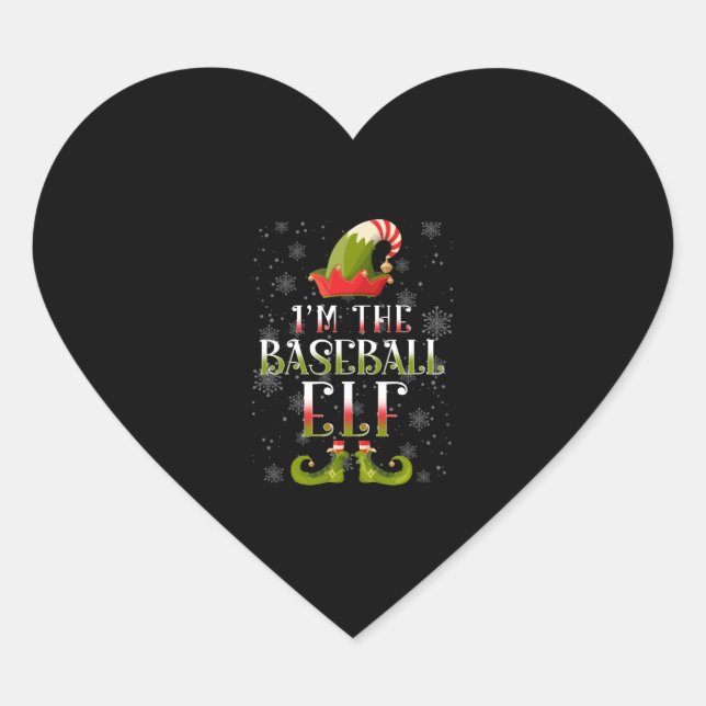 Baseball Elf Christmas Herz-Aufkleber (Vorderseite)