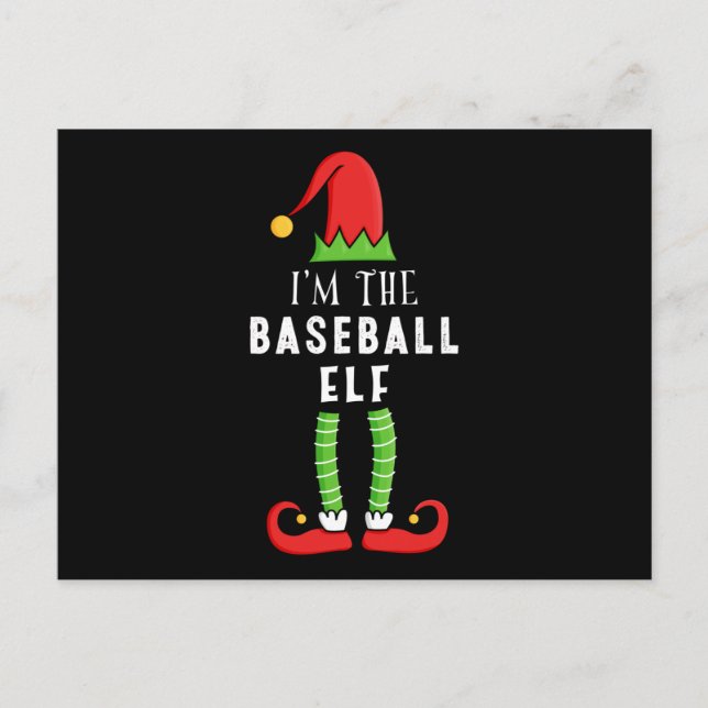 Baseball Elf Weihnachts-Matching Familiengeschenk Postkarte (Vorderseite)