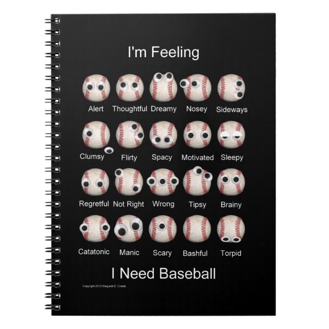Baseball-Emotionen-Notebook Notizblock (Vorderseite)
