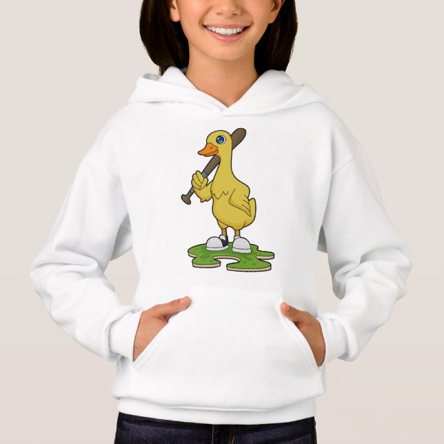 Baseball-Ente mit Baseballschläger Hoodie (Vorderseite)