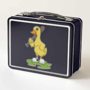 Baseball-Ente mit Baseballschläger Metall Brotdose