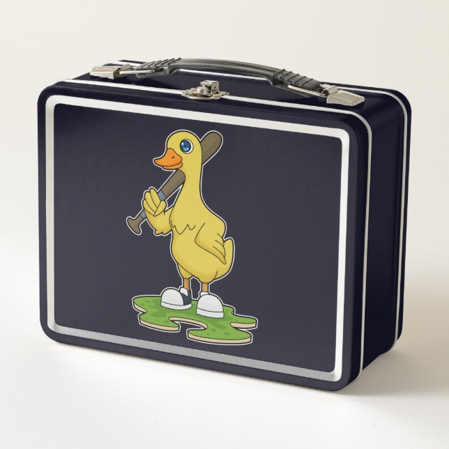 Baseball-Ente mit Baseballschläger Metall Brotdose (Vorderseite)