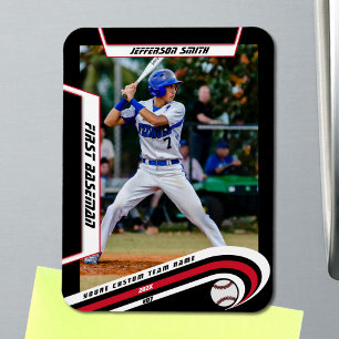 Baseball Erinnerungen Lebendig Rot Schwarz Maßgesc Magnet