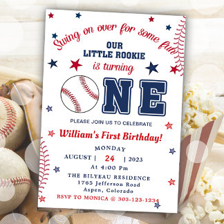 Baseball Erstes Party 1. Geburtstag Einladung
