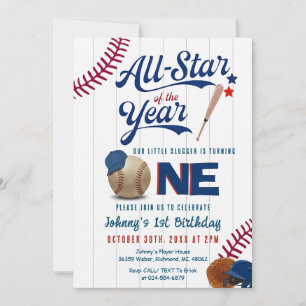 Baseball-Erstgeburtstag-Rookie des Jahres Einladung
