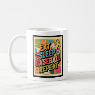 Baseball Essen Schlafen Wiederholen Pop Art Person Kaffeetasse